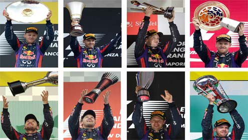  سباستین ویٹل مسلسل8گراں پری جیتنے والے پہلے ڈرائیور