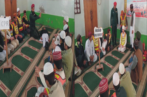  دینی مدرسے تعلیم القران مدنی  مسجدشاہپورصدر میں ریسکیو ٹریننگ 