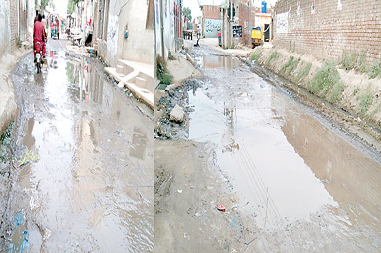 راہوالی:نکاسی آب کے نالے  ٹو ٹنے سے پانی سڑک پر جمع 