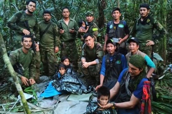 کولمبیا:طیارہ حادثے کے 40دن بعد  خطرناک جنگل سے 4بچے زندہ مل گئے