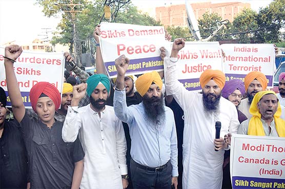 کینیڈا میں ہردیپ سنگھ کا قتل، سکھ کمیونٹی  کا پریس کلب کے باہر احتجاجی مظاہرہ
