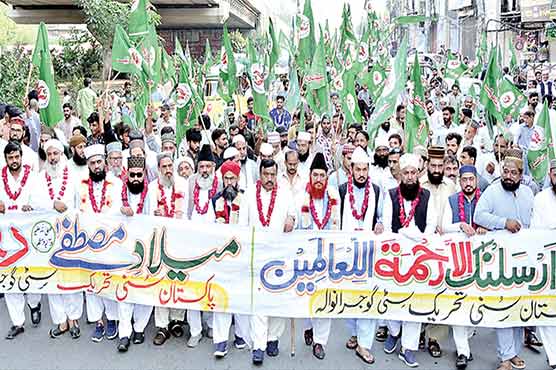 سنی تحریک کی ایمن آبادی گیٹ سے سیالکوٹی دروازہ تک ریلی