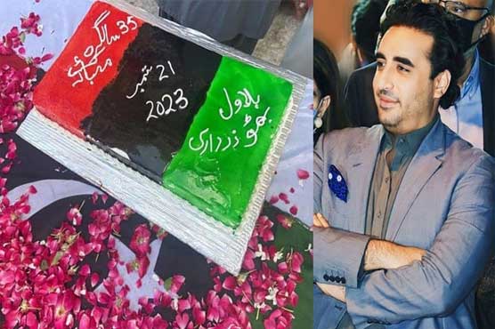 بلاول بھٹو کی 35ویں سالگرہ پر 35پائونڈ وزنی کیک کاٹا گیا