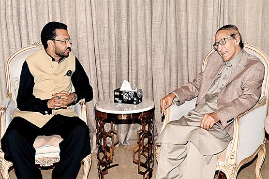 چودھری شجاعت سے نگران وفاقی وزیر خلیل جارج کی ملاقات