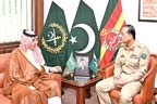 آرمی چیف سے سعودی نائب وزیردفاع کی ملاقات،دفاعی پیداوار،فوجی تربیت پر بات چیت