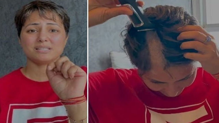 کینسر سے جنگ لڑتی حنا خان نے خود اپنے بال مونڈ ڈالے