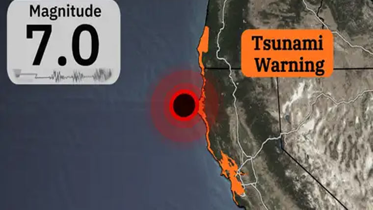 کیلیفورنیا کے ساحل پر 7شدت  کا زلزلہ ، سونامی کی وارننگ