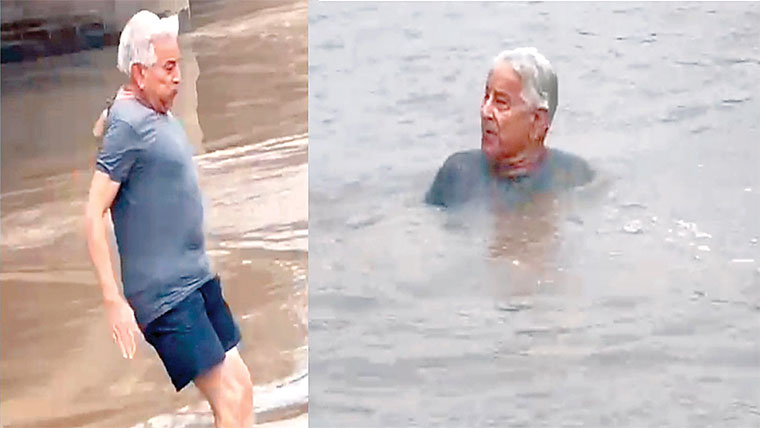  پابندی کے با وجود وزیر دفاع  خواجہ آصف نہر میں نہاتے رہے