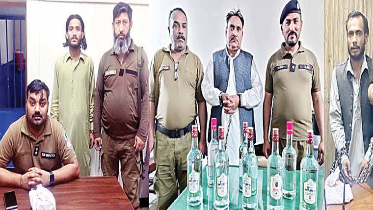 راولپنڈی :7منشیات فروش گرفتار، ڈھا ئی کلو چرس ،30لٹر شراب برآمد 