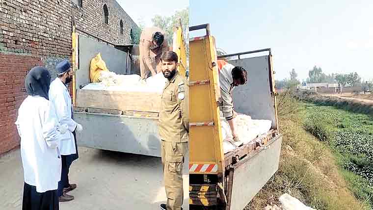 2500 کلو مردہ مرغیوں سے بھری  گاڑی پکڑی گئی ،تلف کر دی گئیں