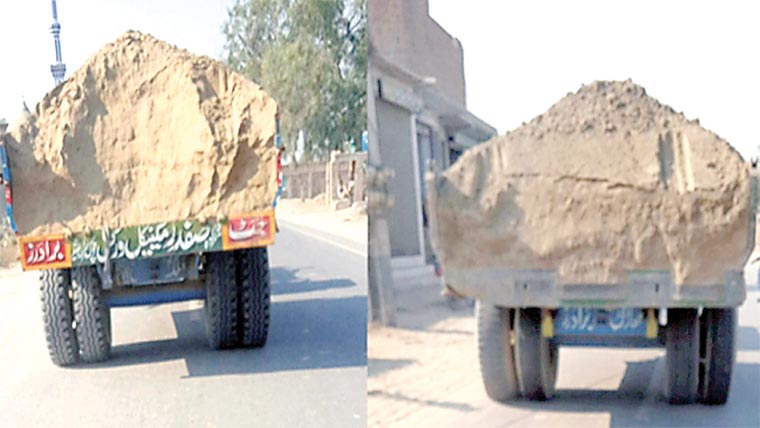  مٹی و ریٹ سے لدی بغیر ترپال ٹریکٹر ٹرالیاں وبال جان