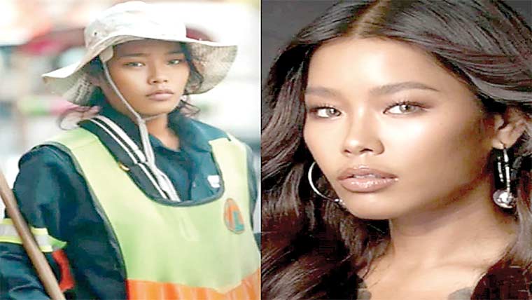 سڑکوں پر صفائی کرنے والی راتوں رات ماڈل بن گئی