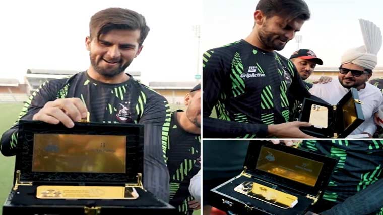 شاہین کیلئے فرنچائز کی جانب  سے گولڈ پلیٹڈ آئی فون کا تحفہ 