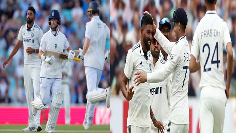 پانچواں ٹیسٹ: بھارت کا انگلینڈ کو جیت کیلئے 374 رنز کا ہدف، 50 کے مجموعی سکور پرایک انگلش بیٹر آؤٹ 