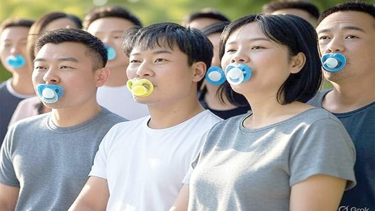 چین ،بڑی عمر کے افراد میں چوسنیوں کا رجحان عام کیوں 