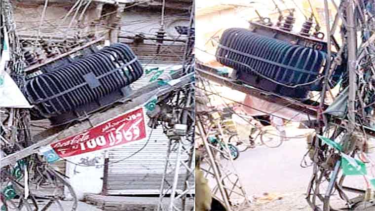 ٹرالی کھمبے سے ٹکرا گئی، بجلی بند  ٹرانسفارمر، سائن بورڈ گرگیا