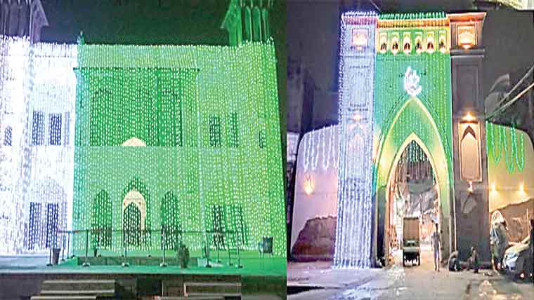 شہرکے تاریخی مقامات رنگ برنگے قمقموں سے سج گئے