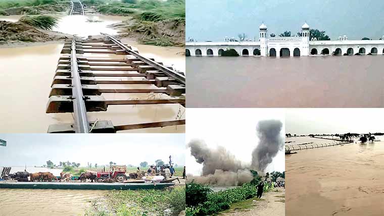 سیلاب نے تباہی مچا دی :16 افراد ڈوب کر جاں بحق، ٹرینیں معطل، چناب کا منڈی بہائوالدین اور علی پور چٹھہ پر بند توڑ دیا  پانی وزیر آباد شہر میں داخل، کرتارپور گورودوارہ بھی زیر آب 