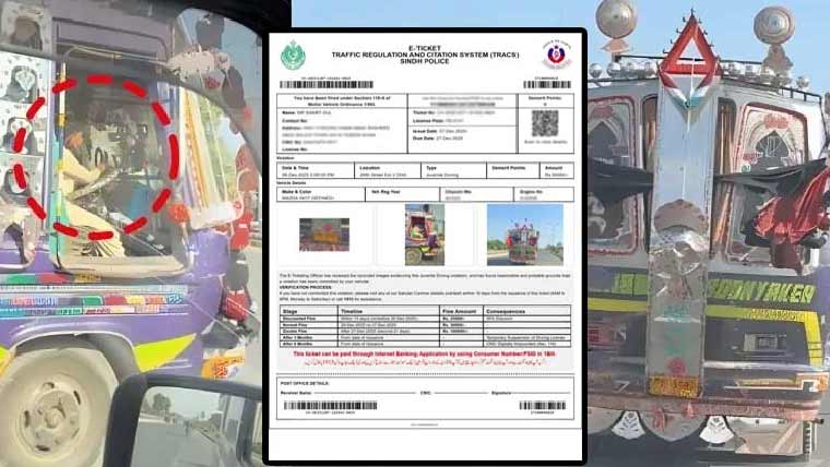 کم عمر ڈرائیور کی وائرل تصویر پرپولیس کا ایکشن