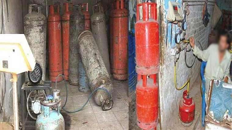  ایل پی جی کی غیر قانونی  ری فلنگ ، 3دکاندار گرفتار 