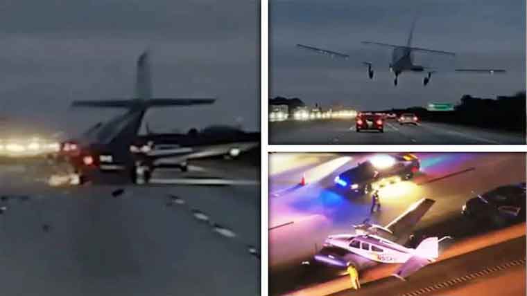 فلوریڈا: طیارہ چلتی گاڑی  سے ٹکرا گیا، ویڈیو وائرل