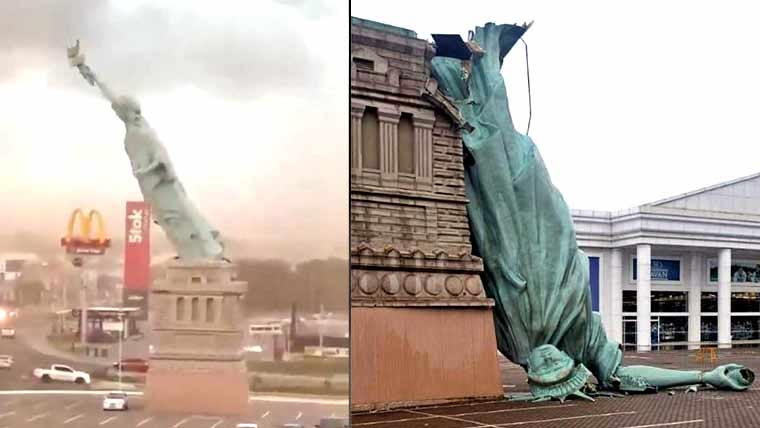 برازیل :آندھی سے سٹیچو  آف لبرٹی کا مجسمہ گر کر تباہ