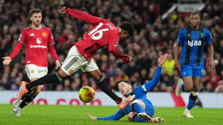 انگلش پریمیئر لیگ،مانچسٹر یونائیٹڈ  اور بورن ماتھ کا میچ ڈرا