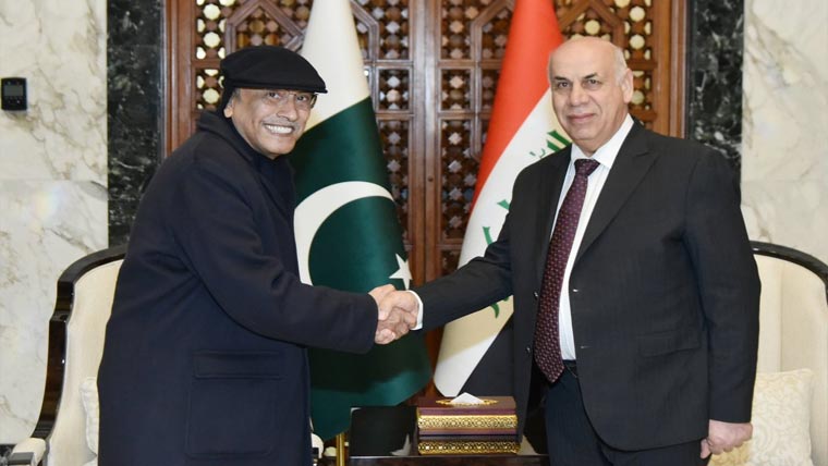 صدرآصف زرداری سرکاری دورے  پر بغداد پہنچ گئے ، پرتپاک استقبال 