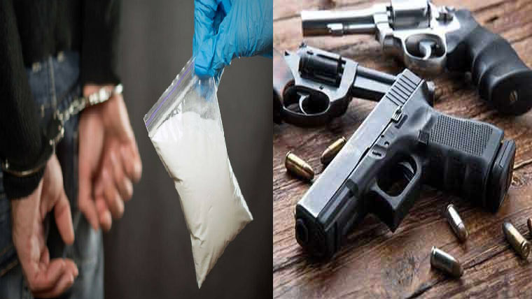 لاڑکانہ:25 ملزم گرفتار، اسلحہ، منشیات برآمد