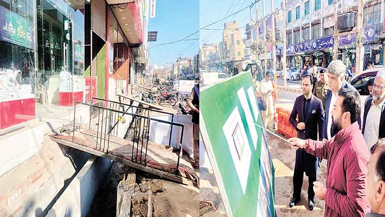 کمشنر کا سٹی روڈ اور کچہری بازار کے ترقیاتی کاموں کا معائنہ