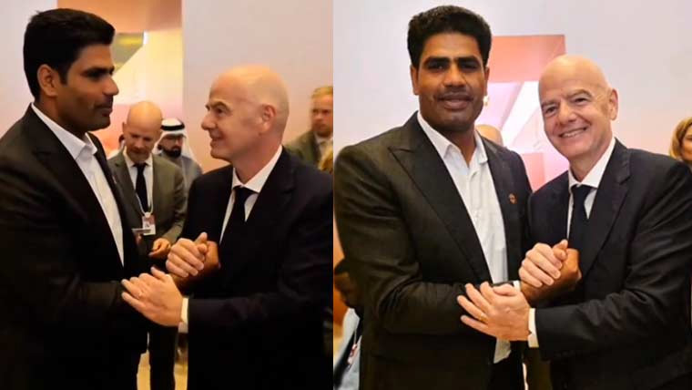 پاکستان کے اولمپک چیمپئن ارشد  ندیم کی فیفا کے صدر سے ملاقات