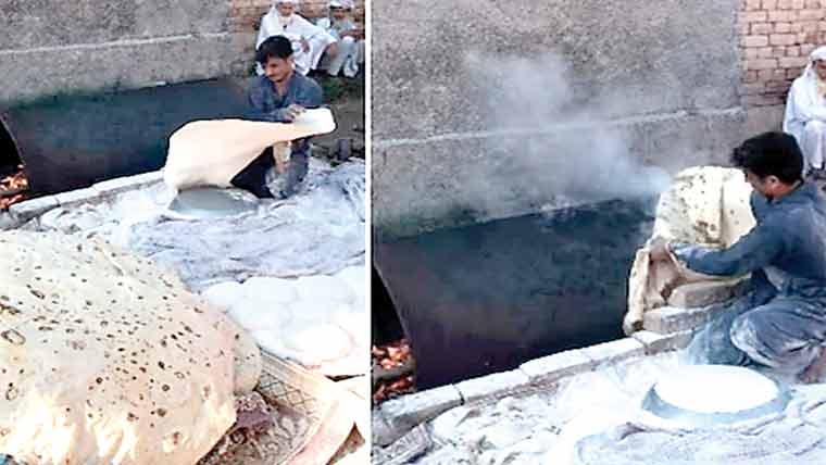  نوجوان نے کمبل کے سائز کی 12 فٹ گول روٹی بناڈالی 