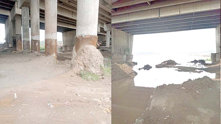 شاہدرہ:پل کے تعمیراتی ملبے سے راوی کا نصف پاٹ بند