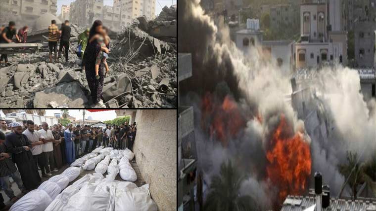 غزہ    :    اسرائیلی    بمباری    ،   بچوں    ،    خواتین    سمیت   مزید    46    افراد   شہید    