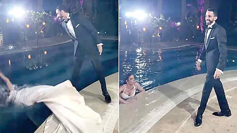 شادی کا فوٹو شوٹ،دُلہا نے دُلہن کو سوئمنگ پول میں پھینک دیا