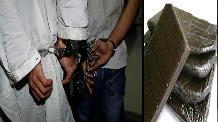 دو ملزمان گرفتار،ایک کلو  سے زائد چرس برآمد