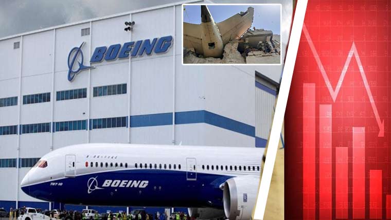 ایئر انڈیا کی پرواز کو حادثہ ،طیارہ ساز کمپنی بوئنگ کے شیئرز 5فیصد گرگئے