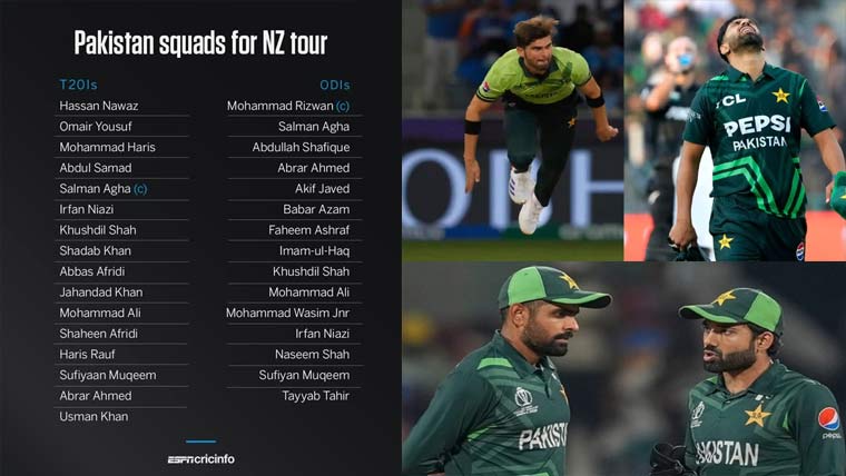 بابر ، رضوان ٹی 20،شاہین ، حارث ون ڈے ٹیم سے ڈراپ