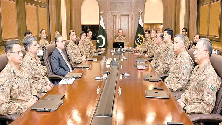 پاک فوج پر عزم اور تیار:بھارت نے جنگ مسلط کرنیکی کوشش کی توجواب یقینی اور فیصلہ کن ہوگا،پانی کو بطور ہتھیار استعمال کرنا انتہائی خطرناک:کور کمانڈرز کانفرنس