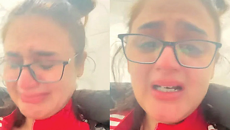  حرا مانی کی ابوظہبی ایئر پورٹ  سے روتے ہوئے ویڈیو