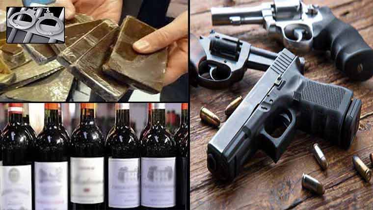 جرائم پیشہ عناصرسے شراب  اورناجائزاسلحہ برآمد