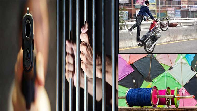 ون ویلنگ، ہوائی فائرنگ   پتنگ بازی کے 56ملزم گرفتار