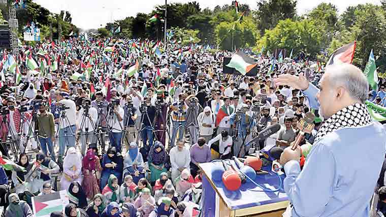 ناکہ بندی ختم ہونے پر1ارب ڈالر کی امداد اہل فلسطین کو بھیجیں گے:حافظ نعیم 