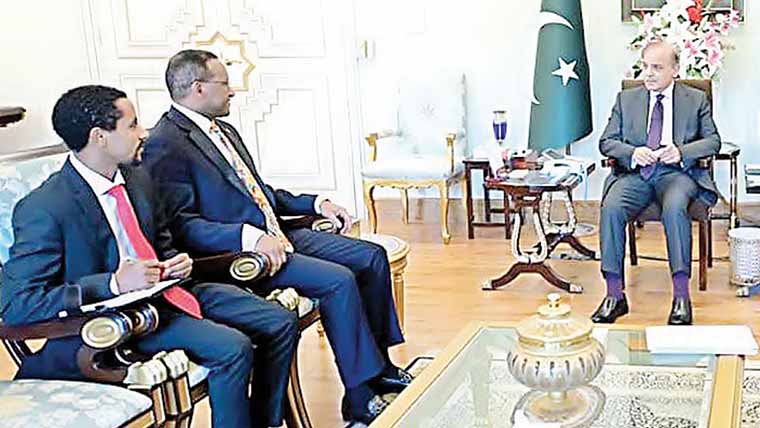  شہباز شریف سے ایتھوپیا کے سفیر کی الوداعی ملاقات ، باہمی تعاون بڑھانے کا عزم 