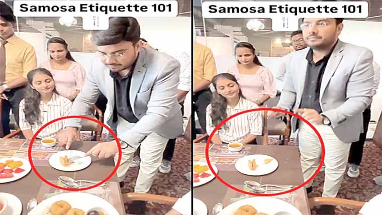  برطانیہ،چھری کانٹے سے سموسہ کھانے کی ویڈیو وائرل