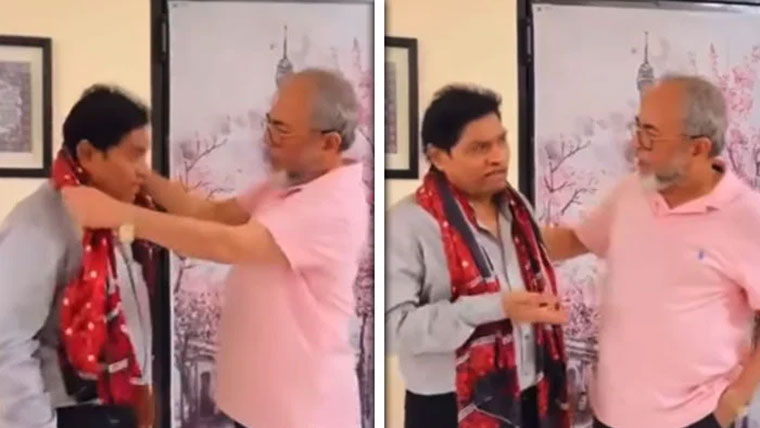 ایاز خان کی جانی لیور سے  ملاقات، سندھی اجرک کا تحفہ دیا 