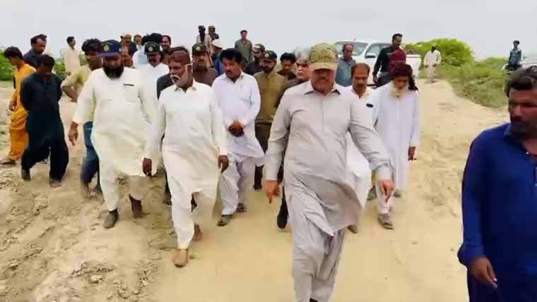  صوبائی وزیر محمد علی ملکانی کا شاہ بندر کے قریب بند کا ہنگامی دورہ