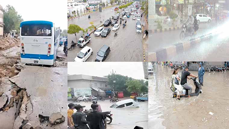 کراچی : تیز ہوائوں، موسلادھار بارش سے نظام زندگی درہم برہم، 6 افراد جاں بحق 