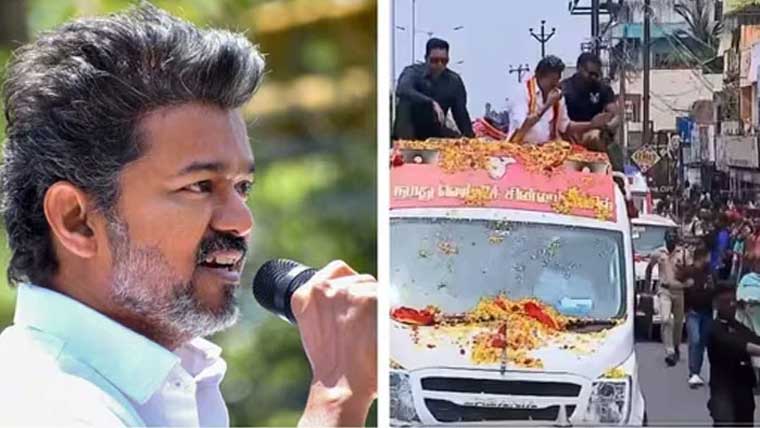 تھلاپتی وجے جلسے کے دوران  سکیورٹی گارڈ پر غصہ ہوگئے