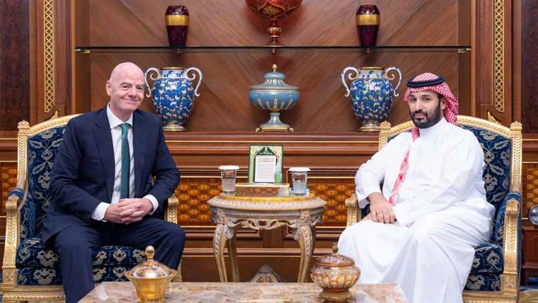 سعودی ولی عہد سے فیفا چیف  کی ملاقات کھیلوں میں  تعاون بڑھانے پر اتفاق